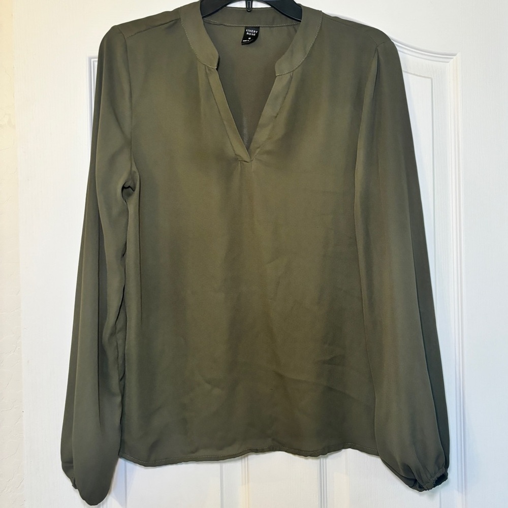 forest green long sleeve blouse